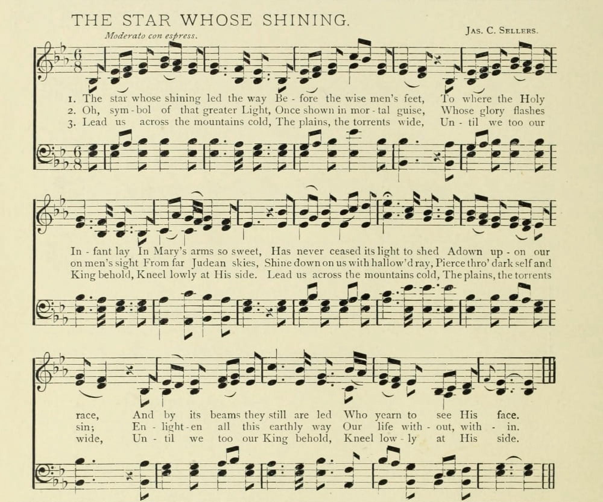 Star Whose Shining Christmas in Song 1891 Canvas Art - (18 x 24)