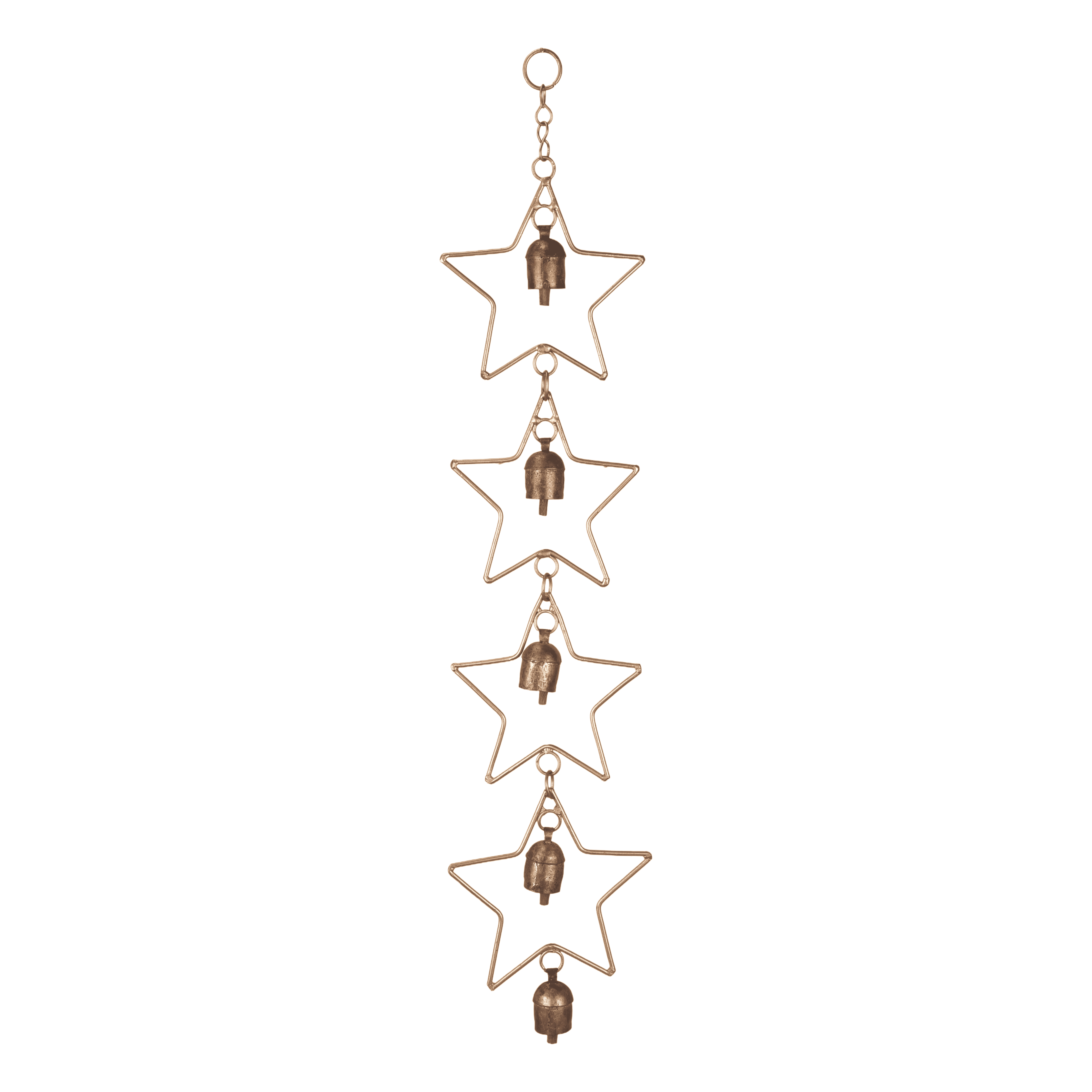 Vivanta Star-Themed Metal Wind Chimes 24 in Bronze Metal Hanging Holidays Wind Chimes, 5 Bells
