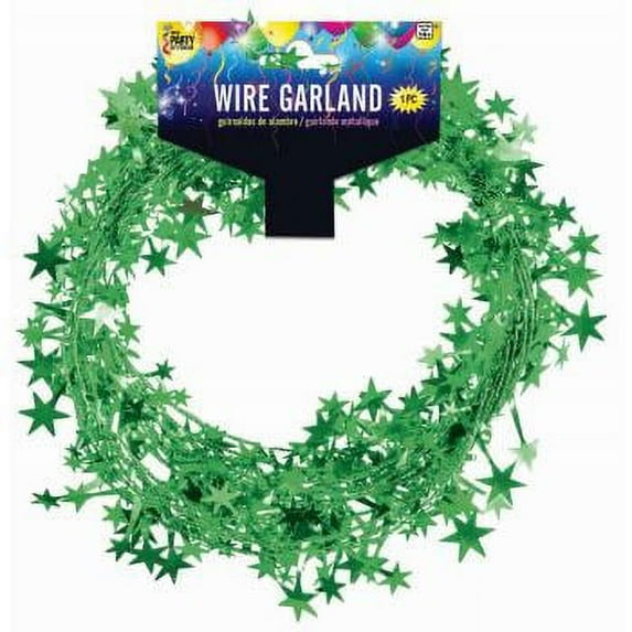 Star Wire Garland - 1 pack 25ft - Green - Party Supplies - Decorations