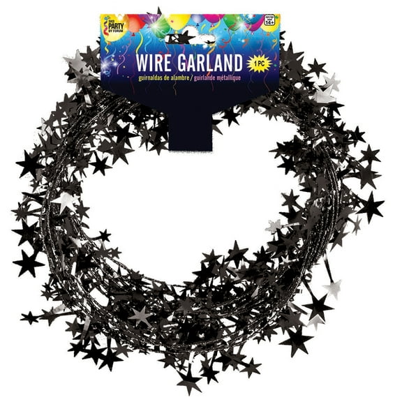 Star Wire Garland - 25ft - Black 1 per pack - Party Supplies - Decorations - 1 pack