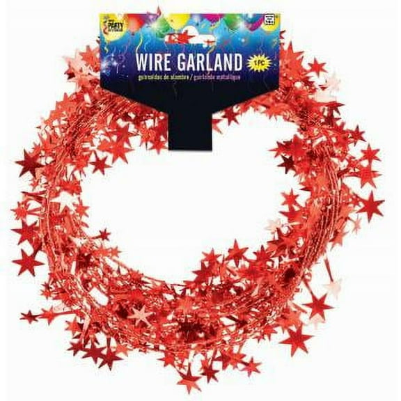 Star Wire Garland - 25ft - Red 1 per pack - Party Supplies - Decorations - 1 pack