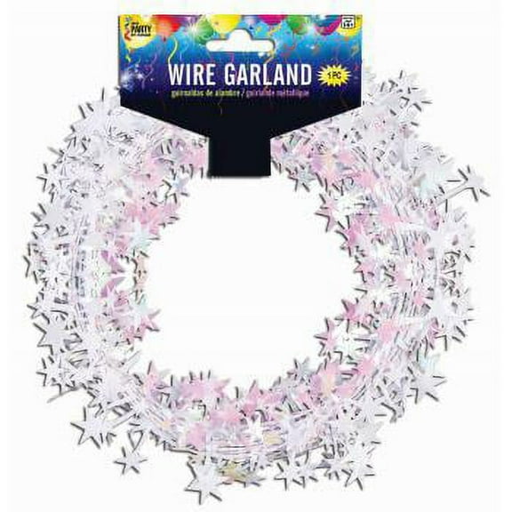 Star Wire Garland - 25ft - White Iridescent 1 per pack - Party Supplies - Decorations - 1 pack