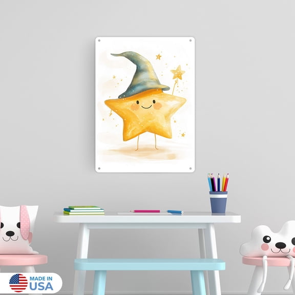 Star Wizard Metal Sign Wall Decor by Dancing Littles Jungle - Size 12x16 inch