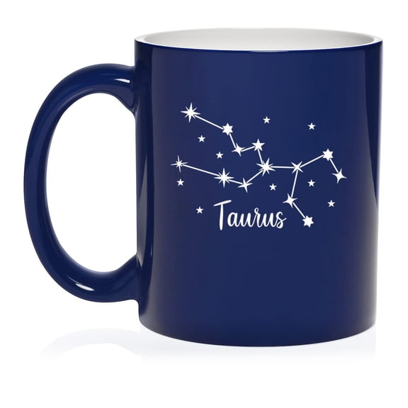 Star Zodiac Horoscope Constellation Ceramic Coffee Mug Tea Cup Gift ((11oz Blue) (Taurus))