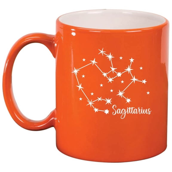 Star Zodiac Horoscope Constellation Ceramic Coffee Mug Tea Cup Gift (11oz Orange) (Sagittarius)