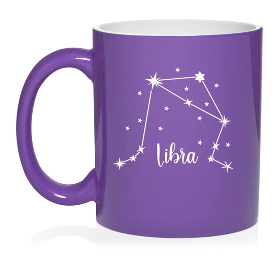 Star Zodiac Horoscope Constellation Ceramic Coffee Mug Tea Cup Gift (11oz Purple) (Libra)