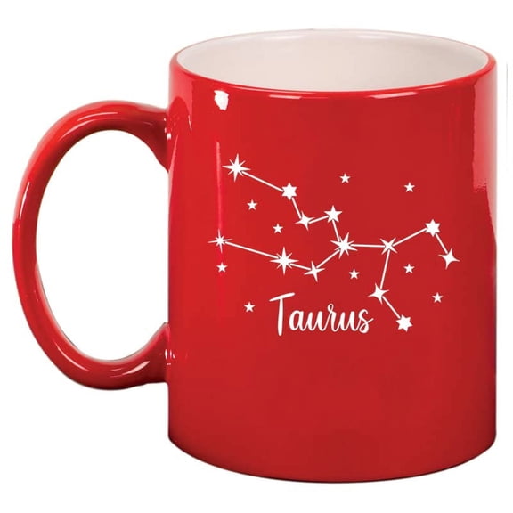 Star Zodiac Horoscope Constellation Ceramic Coffee Mug Tea Cup Gift (11oz Red) (Taurus)