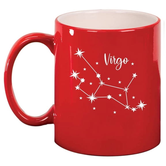Star Zodiac Horoscope Constellation Ceramic Coffee Mug Tea Cup Gift (11oz Red) (Virgo)