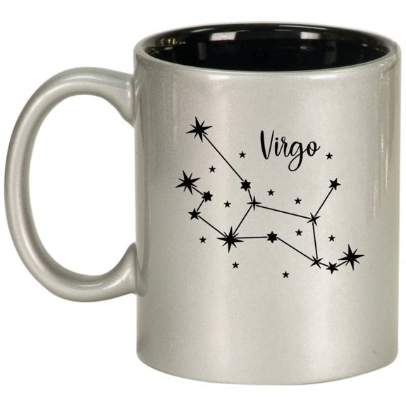Star Zodiac Horoscope Constellation Ceramic Coffee Mug Tea Cup Gift (11oz Silver) (Virgo)