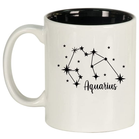 Star Zodiac Horoscope Constellation Ceramic Coffee Mug Tea Cup Gift (11oz White) Aquarius