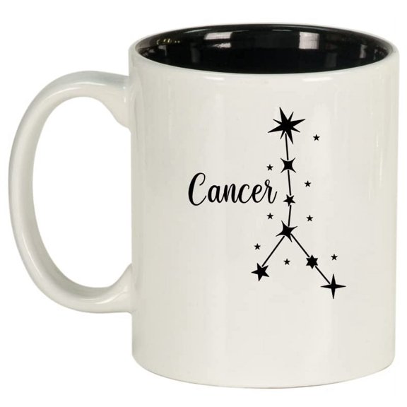 Star Zodiac Horoscope Constellation Ceramic Coffee Mug Tea Cup Gift (11oz White) (Cancer)
