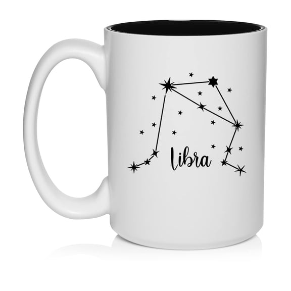 Star Zodiac Horoscope Constellation Ceramic Coffee Mug Tea Cup Gift (15oz White) (Libra)