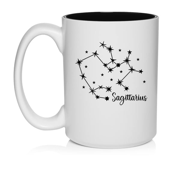 Star Zodiac Horoscope Constellation Ceramic Coffee Mug Tea Cup Gift (15oz White) (Sagittarius)