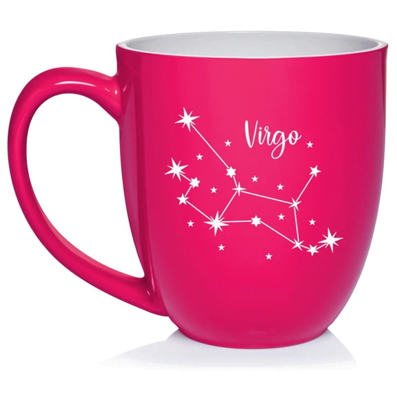Star Zodiac Horoscope Constellation Ceramic Coffee Mug Tea Cup Gift (16oz Hot Pink) (Virgo)