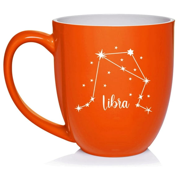 Star Zodiac Horoscope Constellation Ceramic Coffee Mug Tea Cup Gift (16oz Orange) (Libra)