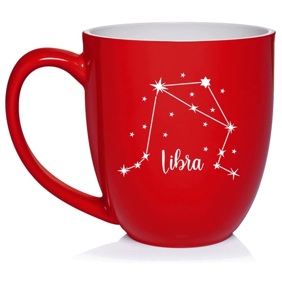 Star Zodiac Horoscope Constellation Ceramic Coffee Mug Tea Cup Gift (16oz Red) (Libra)
