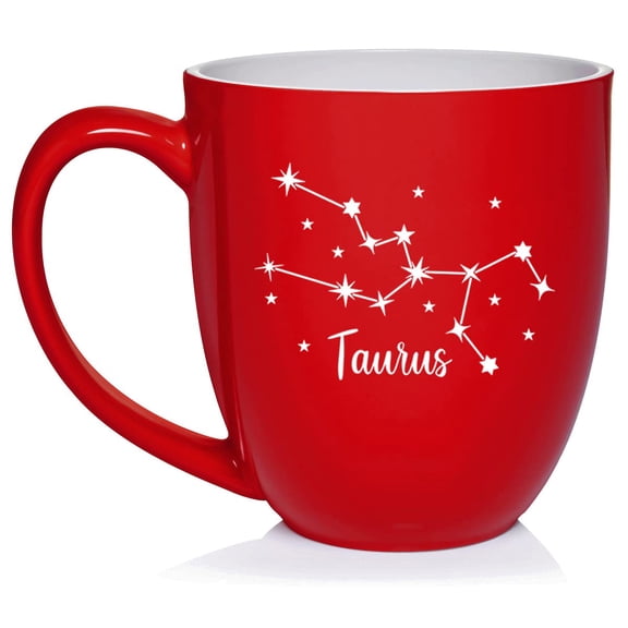 Star Zodiac Horoscope Constellation Ceramic Coffee Mug Tea Cup Gift (16oz Red) (Taurus)