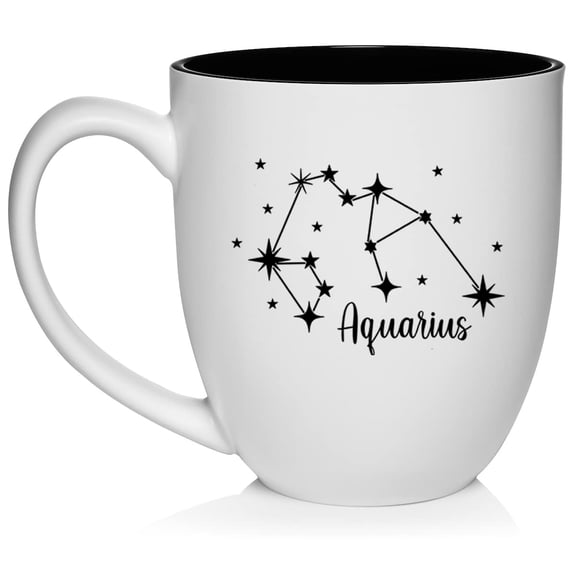 Star Zodiac Horoscope Constellation Ceramic Coffee Mug Tea Cup Gift (16oz White) Aquarius