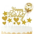 thumbnail image 1 of Star and Heart Cake Topper, Happy Birthday Toppers set, with Confetti Balloon for Birthday Party Decorations, 11pcsgolden, 1 of 4