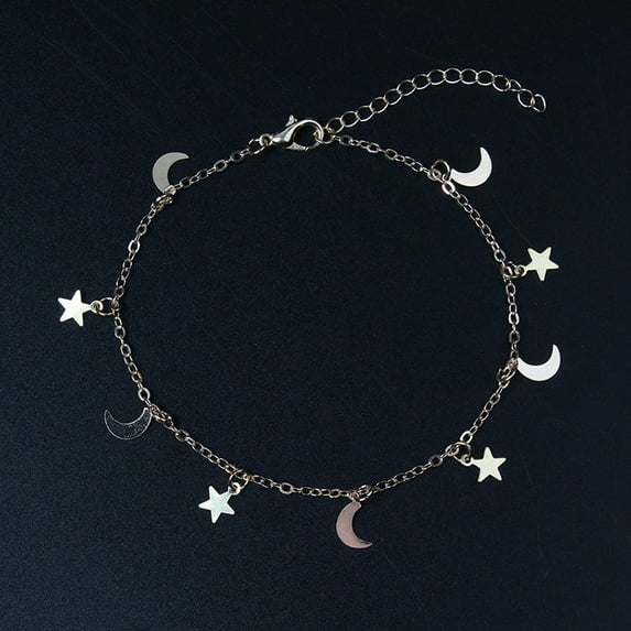 Star and Moon Bracelet Adjustable Alloy Chain Bracelet Celestial Charms Gift Ready Golden and Silver with Extender