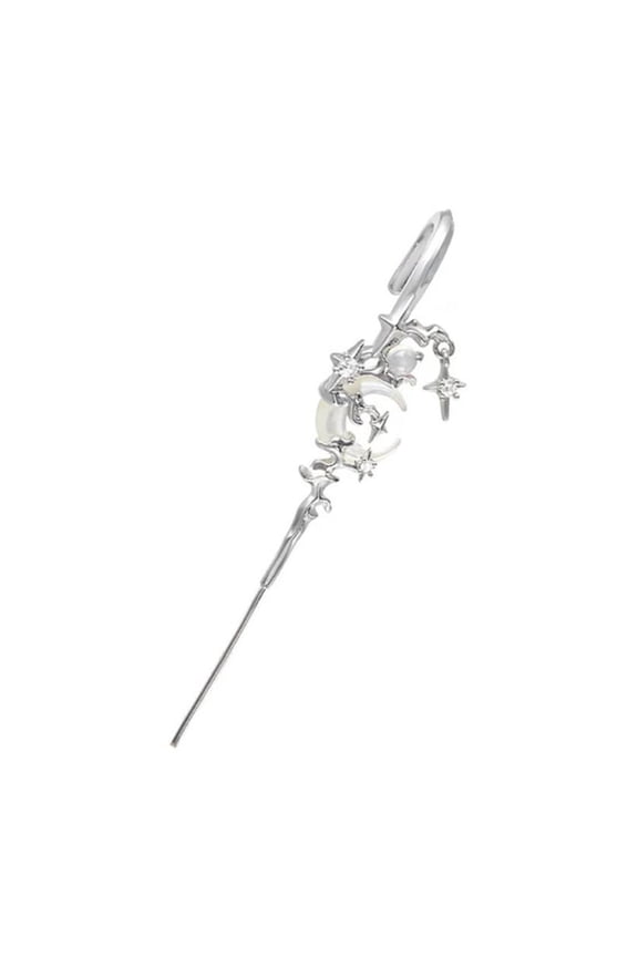 Star and Moon Diamond Earrings Simple Ear Wrap Crawler Hook Women Earring Piercing Ear Rings Fashionable Accessories