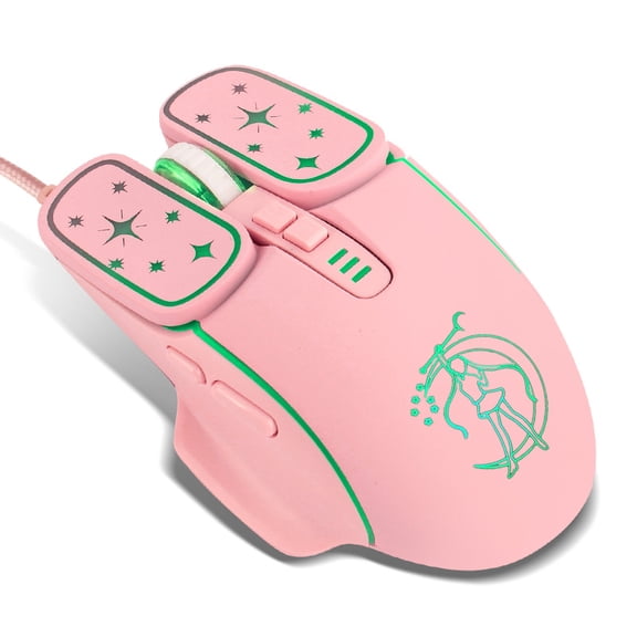 Star and Moon Goddess Mouse 7200 DPI Gaming Mouse MOUSE MICE RGB Competitive Gaming Mouse,USB wired pink mouse