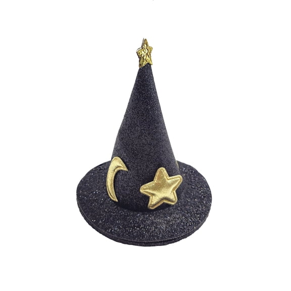 Glitter Witch Hat Hair Clip Costume Accessory for Adults, Black and Gold, Halloween by Way To Celebrate