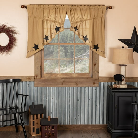 Star and Pip Burlap Prairie Swag Set of 2 36x36x18