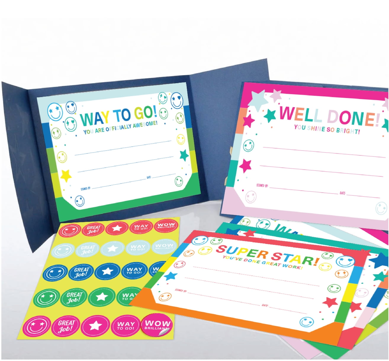 Award Certificates, Gartner Studios, 5.5" x 8.5", Star and Smiley Face Design, 100 Count