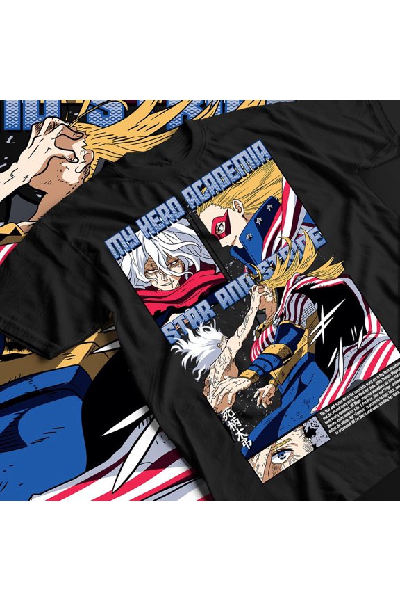 Star and Stripe vs Shigaraki Final Battle Streetwear Graphic Tee, Cotton Unisex Style T-Shirt