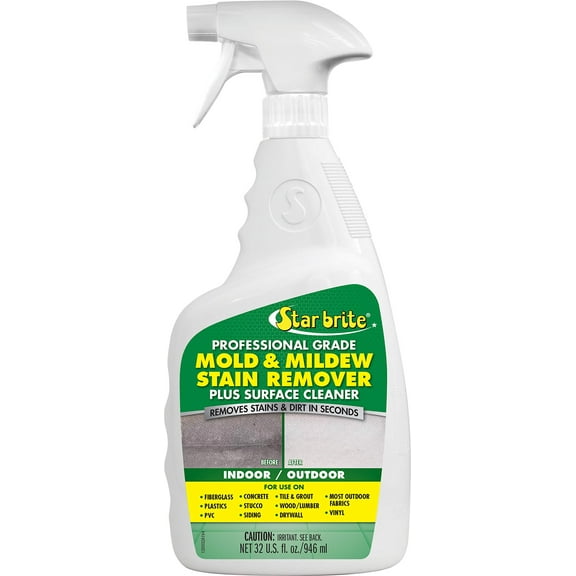 Star brite Mold & Mildew Stain Remover Plus Surface Cleaner with Bleach - 32 OZ Spray C67