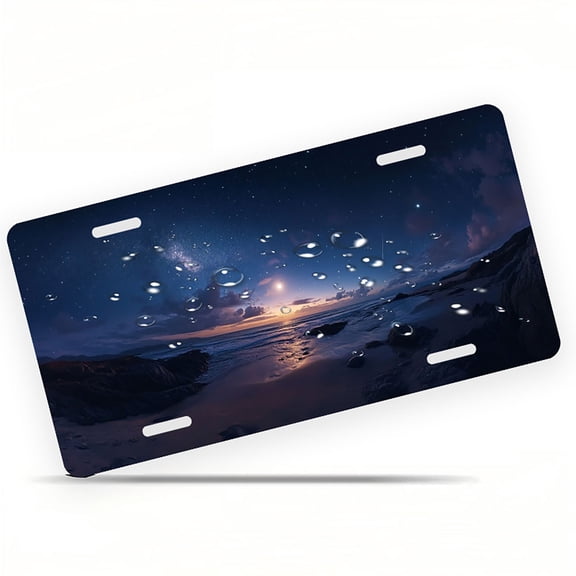 Star filled Beach at Night Funny Personalized License Plate Rust-proof Stainless Steel Metal License Plate Suitable For Men And Women 12.2" x 6.2"