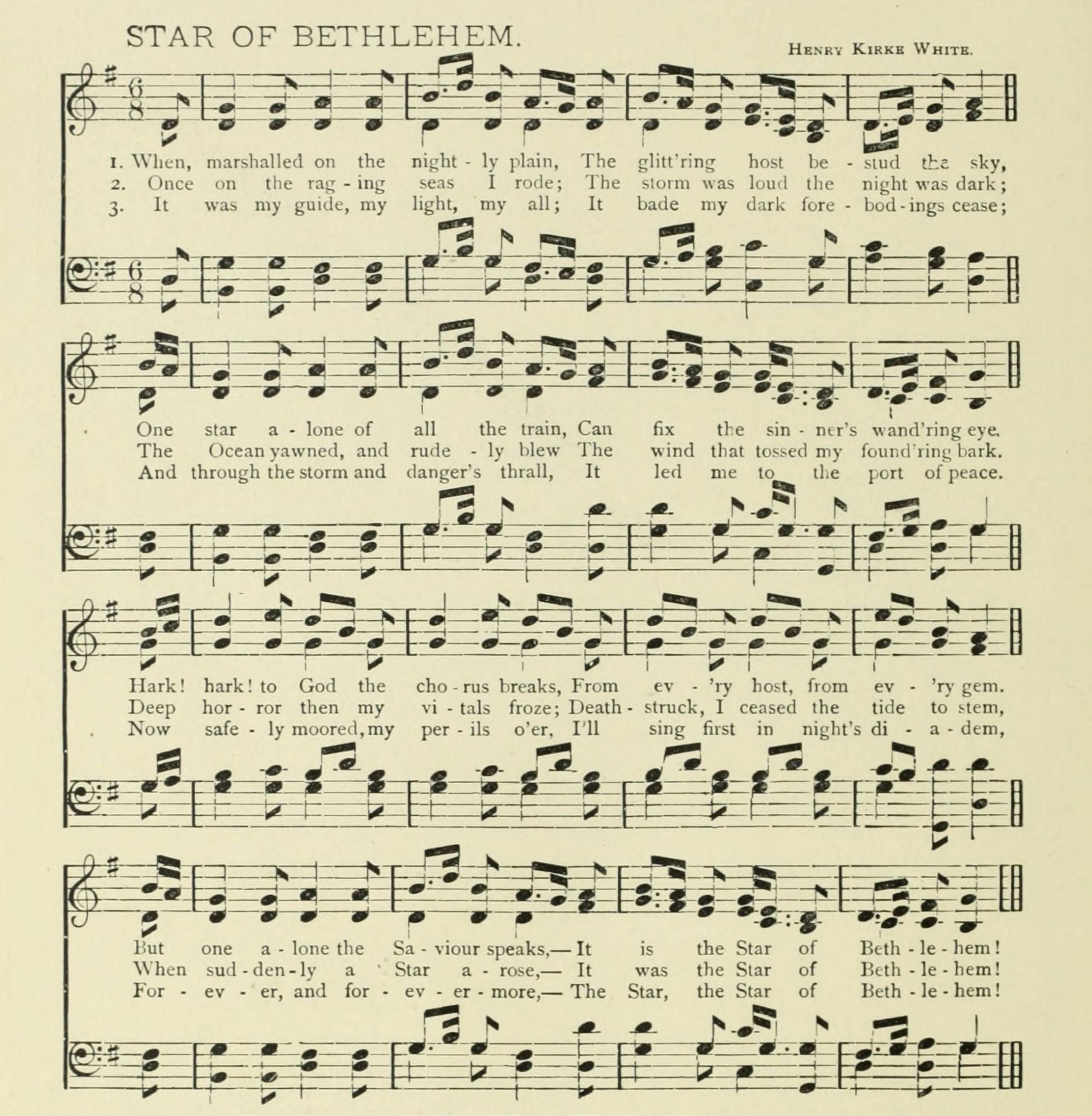 Star of Bethlehem Christmas in Song 1891 Canvas Art - (24 x 36)