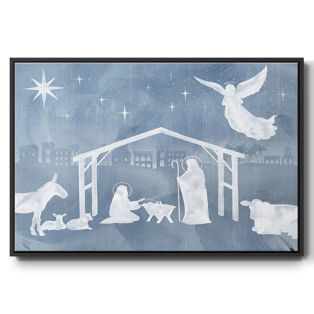 Star of Bethlehem Collection A - Framed Gallery Wrapped Holiday Canvas - 25 x 37 - Black Frame