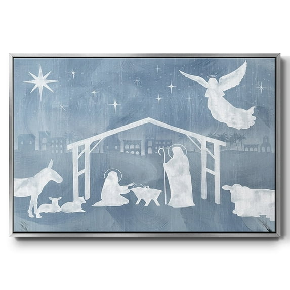 Star of Bethlehem Collection A - Framed Gallery Wrapped Holiday Canvas - 27 x 41 - Silver Frame
