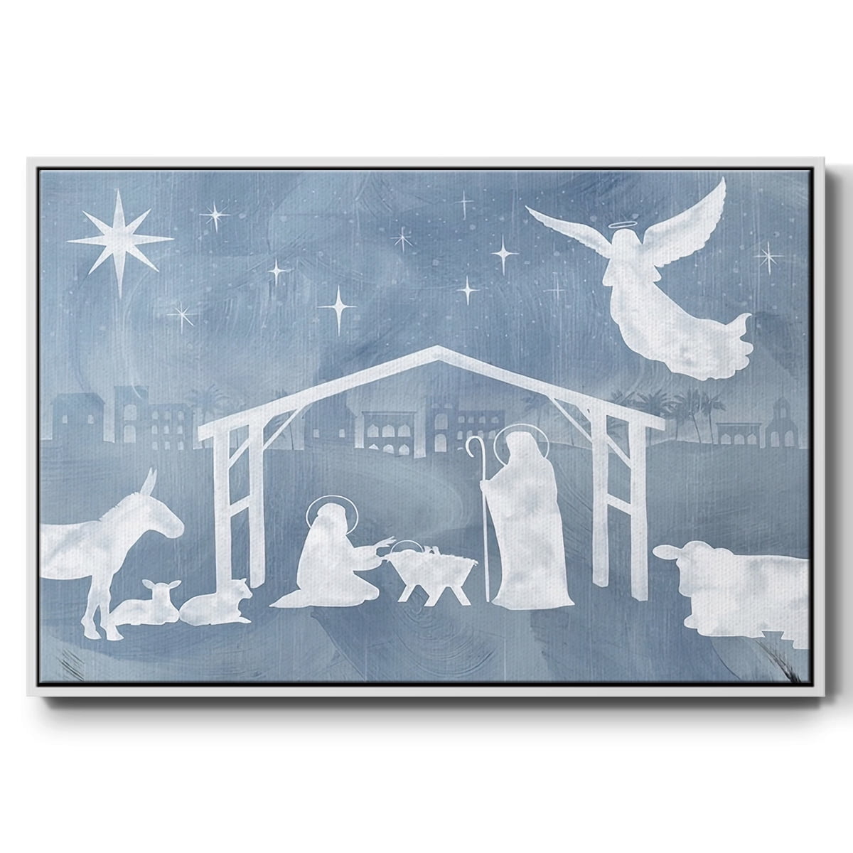 Star of Bethlehem Collection A - Framed Gallery Wrapped Holiday Canvas - 27 x 41 - White Frame
