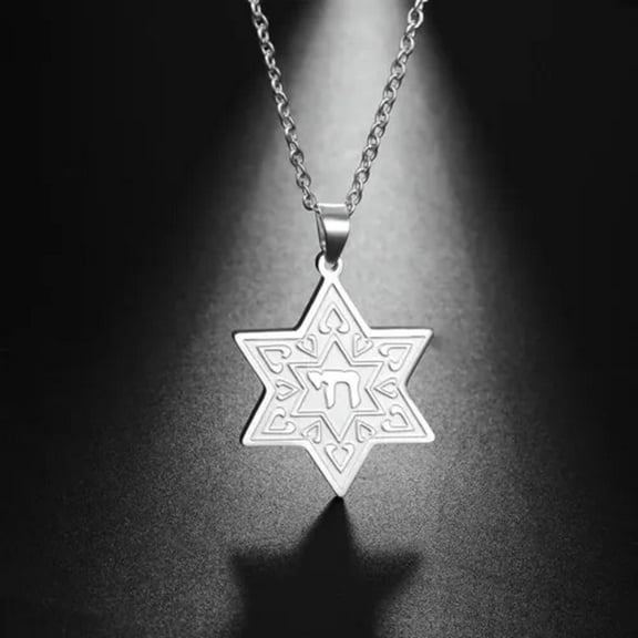 Star of David Chai Pendant Necklace Stainless Steel Amulet Israel Jewish Jewelry