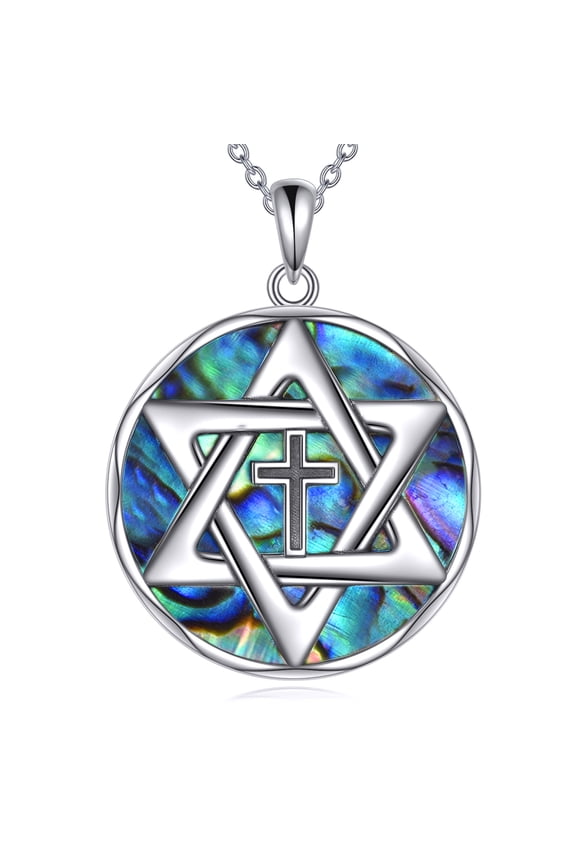 Star of David Cross Necklace Sterling Silver Jewish Cross Pendant Religion Jewelry Gifts for Women Men