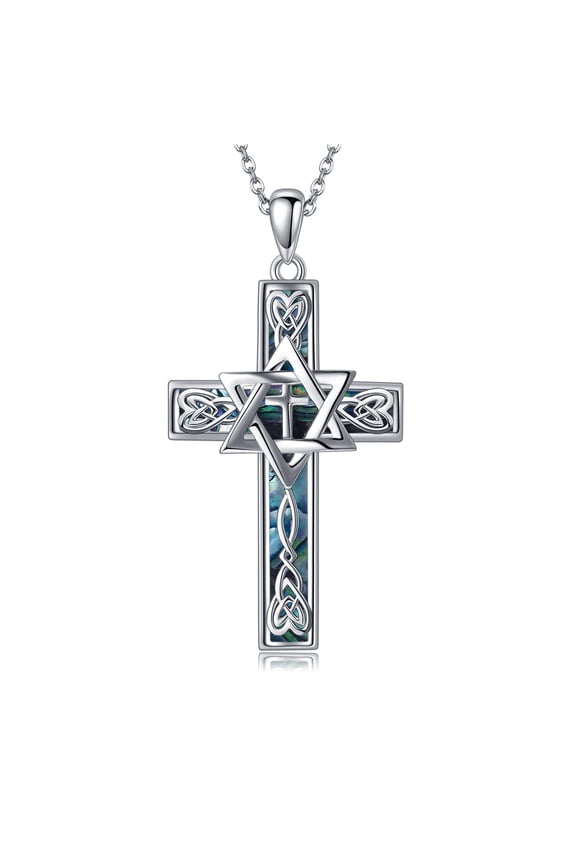 Star of David Cross Tree of Life Pendant Necklace Sterling Silver Jewish Judeo Christian Religious Jewelry for Women Men