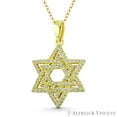 thumbnail image 1 of Star of David Cubic Zirconia CZ Crystal Pave Pendant & Chain Necklace in .925 Sterling Silver w/ 14k Yellow Gold, 1 of 1