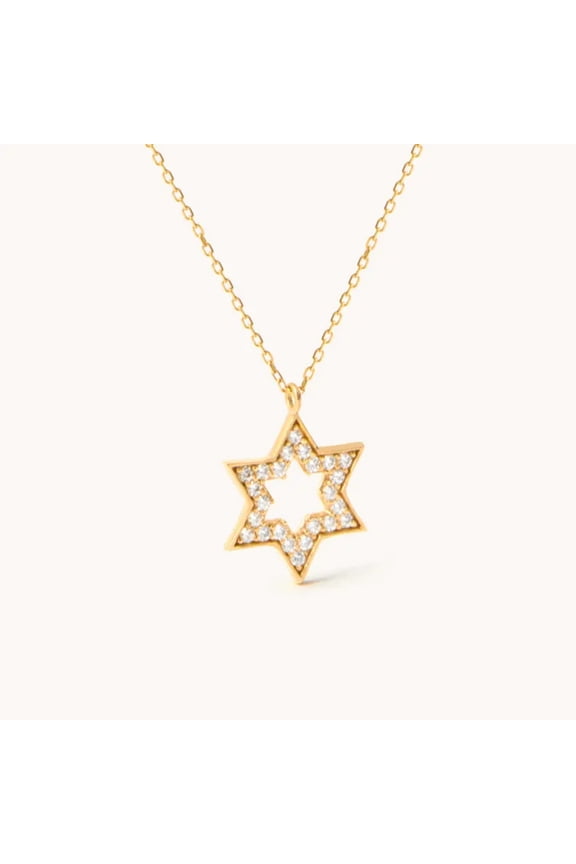 Star of David Diamond Pendant Necklace in 14K Yellow Gold Vermeil – Dainty Jewish Star Necklace for Women – Faith & Spiritual Jewelry