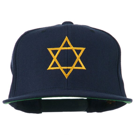 Star of David Embroidered Flat Bill Cap - Navy OSFM