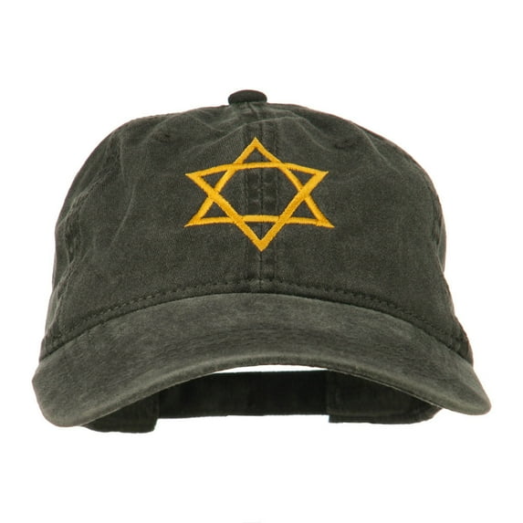 Star of David Embroidered Washed Dyed Cap - Black OSFM