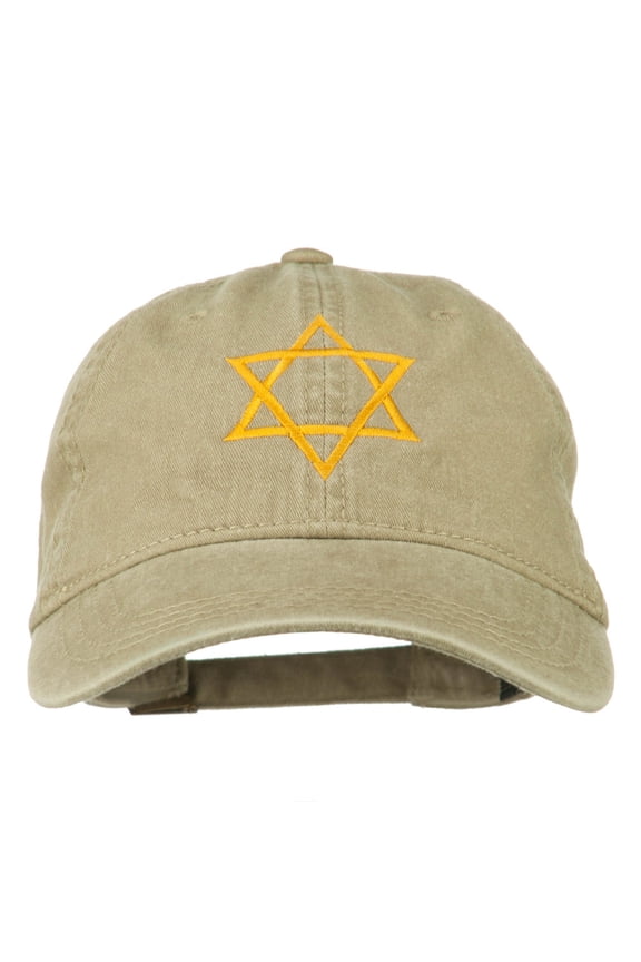 Star of David Embroidered Washed Dyed Cap - Khaki OSFM