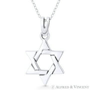 Star of David / Jewish Magen Charm Pendant & Chain Necklace in Oxidized .925 Sterling Silver