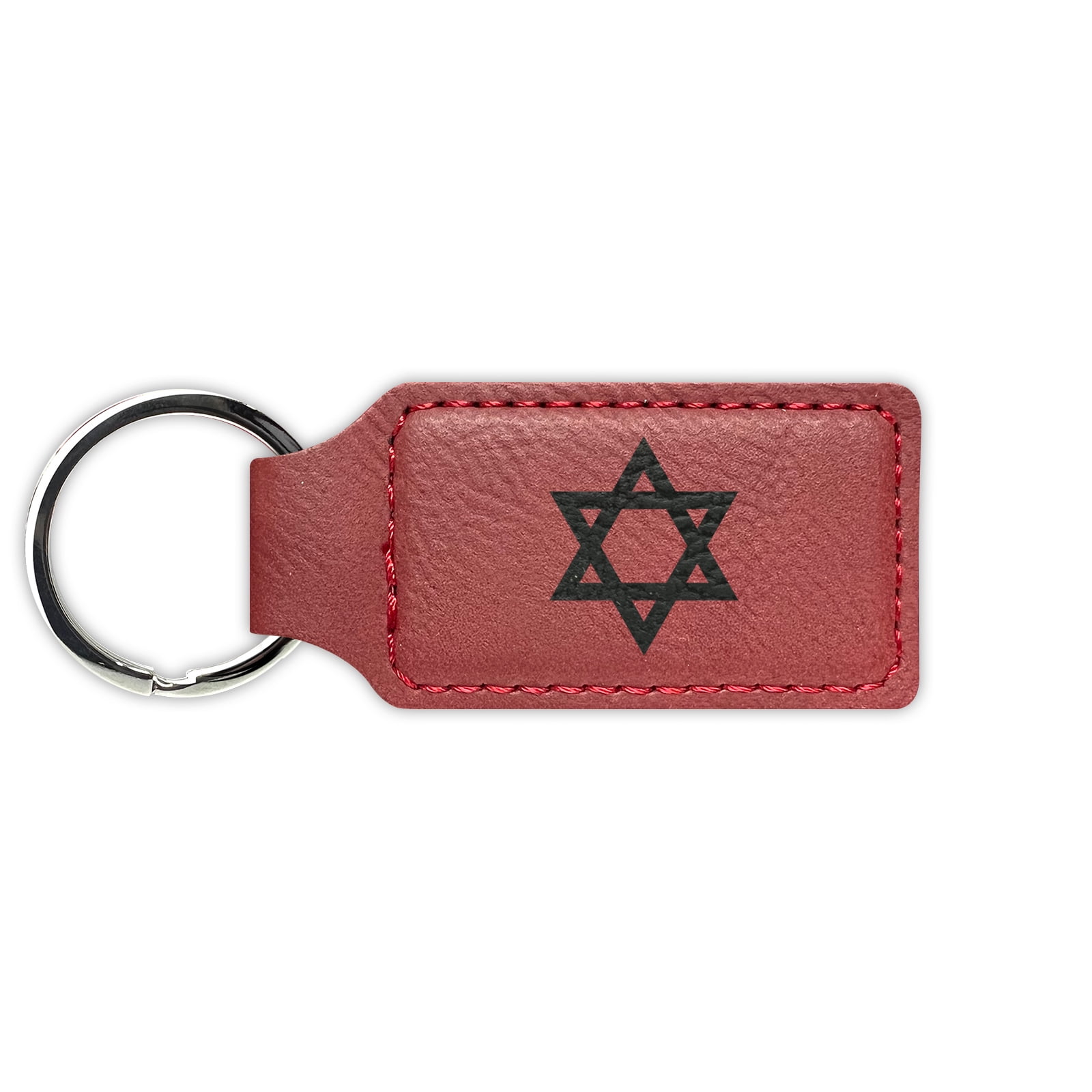 Star of David Keychain Leatherette Rectangle - Laser Engraved - Many ...