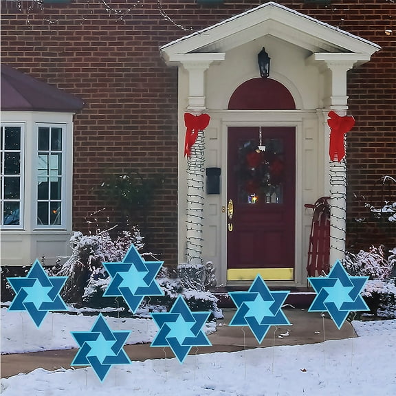 Star of David Mini Yard Stake Set, Party Decor, Hanukkah, 6 Pieces