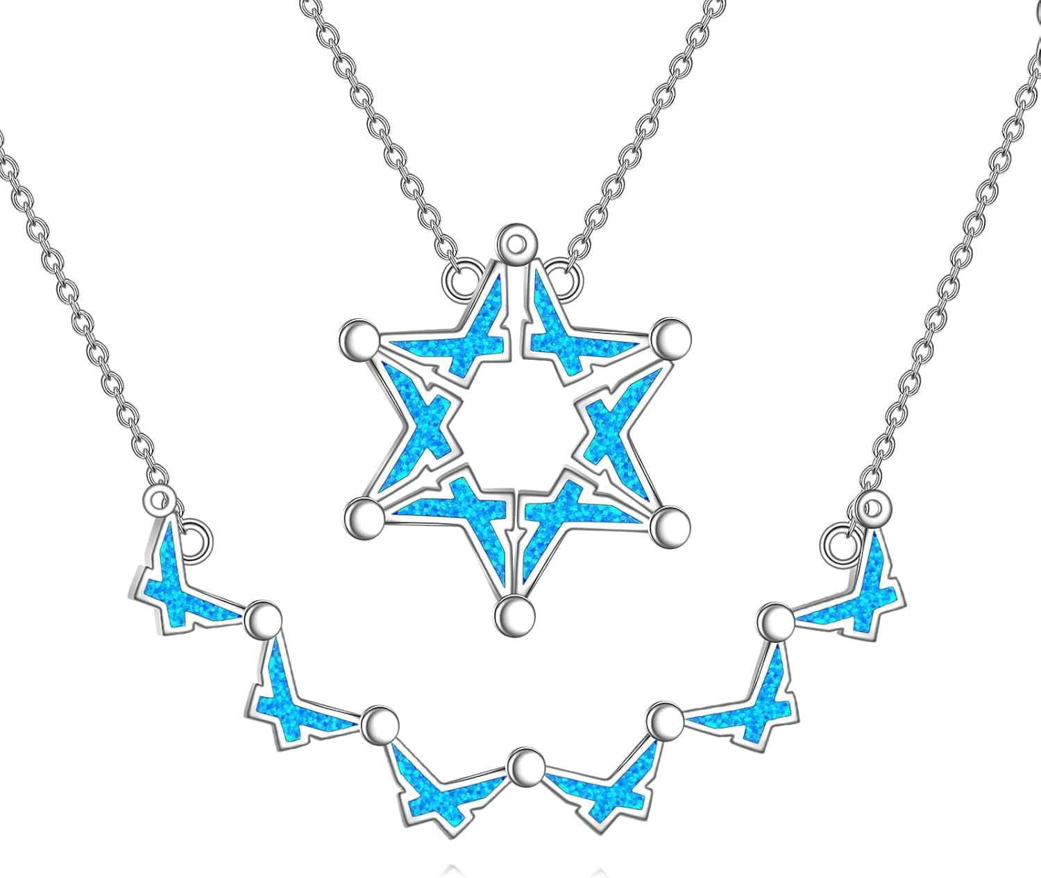 Star of David Necklace 925 Sterling Silver Butterfly Folding Hexagram Pendant Necklace Jewelry for Women