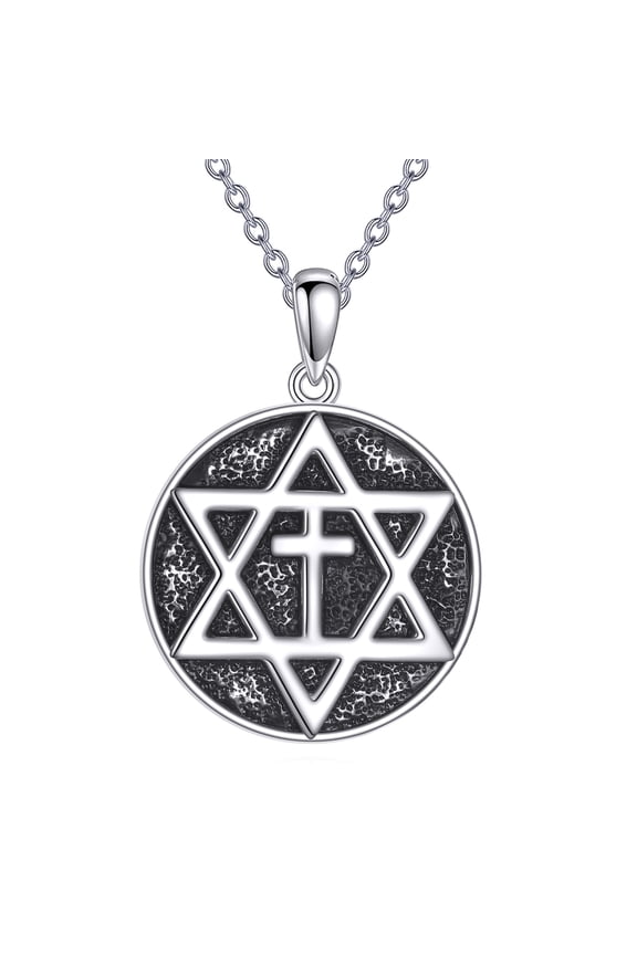 Star of David Necklace 925 Sterling Silver Cross Pendant Jewish Jewelry Gifts for Women Men