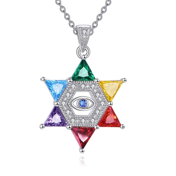 Star of David Necklace 925 Sterling Silver Star of David Evil Eye Necklace Jewish Religious Jewelry Gifts for Women
